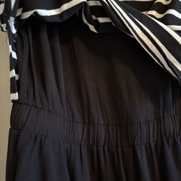 Elevenses Anthropologie Shorts Romper Black White Nautical Stripe‎ Size M - Picture 15 of 15